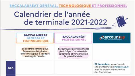 CALENDRIER BACCALAUREAT 2021/2022